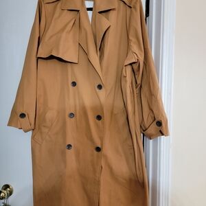 Madison Tan Double-Breasted Trench Coat